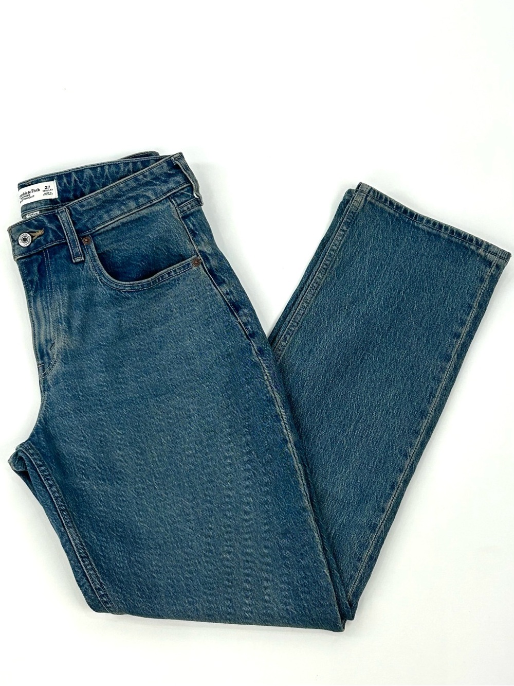 Abercrombie Curve Love 90s Straight Jeans 27R Mid Rise Medium Wash
